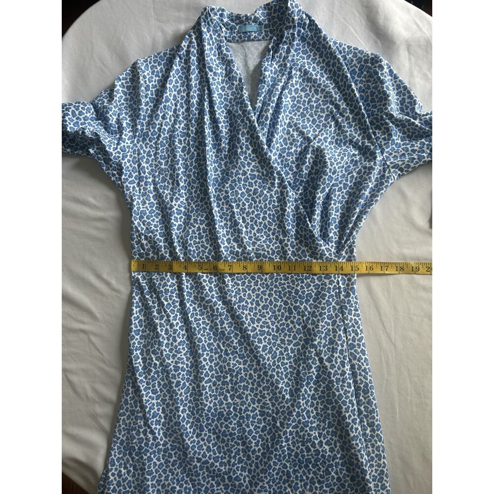 J. McLaughlin Catalina Cloth Faux Wrap Sheath Dress Womens Size Large Blue White - Picture 8 of 10
